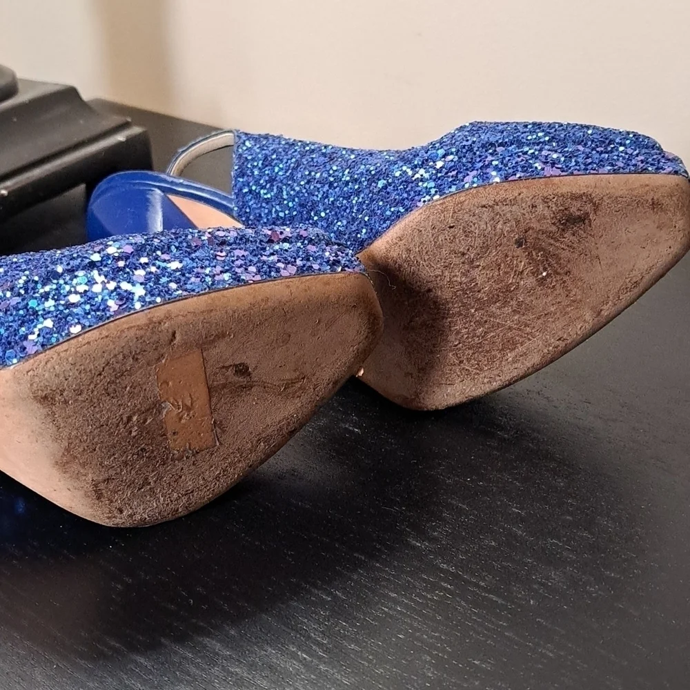 Jimmy Choo Open Toe Glitter Shoes 12cm lift Size 36.5 - Picture 5 of 12